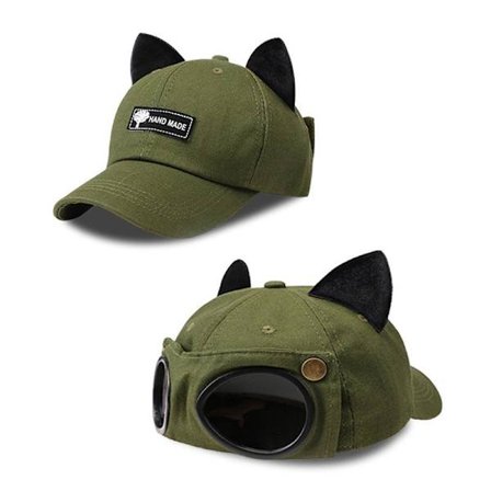 Baseballkasket med briller til mænd og kvinder, vintage vasket klassisk baseballkasket med briller, armygrøn