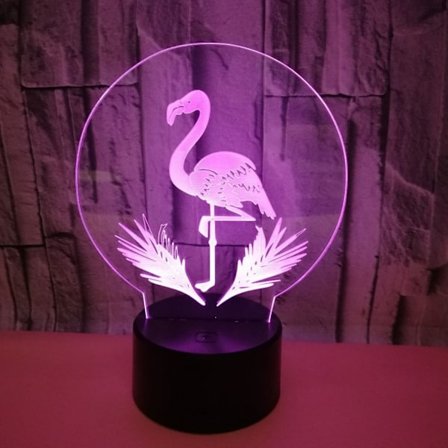 3D Flamingo Nattlampa 16 Färger Ändrar USB Ström Fjärrkontroll Touch Switch Dekorlampa Optisk Illusion Lampa
