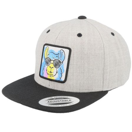 Kiddo Cap - Grå snapback Keps - Kids Cool Llama Shades Heather Grey/Black @ Hatstore