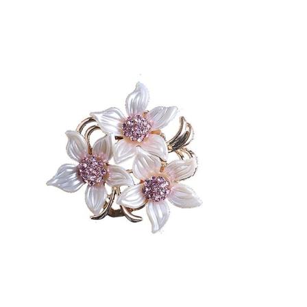 Brosch för kvinnor och flickor, elegant blomsterbrosch med syntetiska kristaller, 21 g