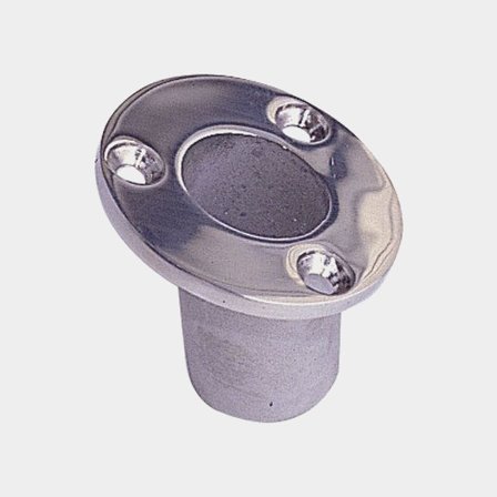 Suporte para mastro de bandeira para embarcação, aço inoxidável, embutido, para mastro de bandeira Ø25 mm, com orifício de drenagem