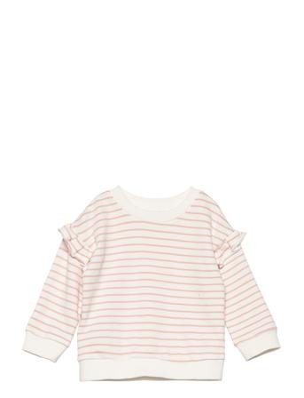 Ruffled Striped Sweatshirt Pink Mango