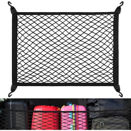 Bagagenät för bagageutrymme 60 x 40 cm Sträckt till 120 x 80 cm Universal Bilnät, Perfekt för Organisation och Säkerhet i Din Bil