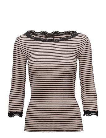 Silk T-Shirt Boat Neck Regular W/Vi T-shirts & Tops Long-sleeved Svart Rosemunde