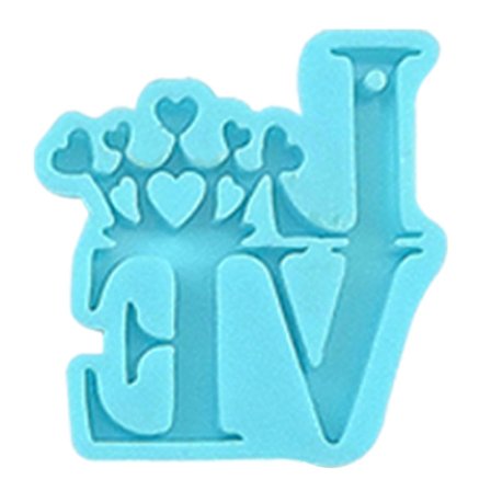 Skinnende Bogstav Form Rose Diamant Krone Resin Nøglering Forme Silikone Form DIY