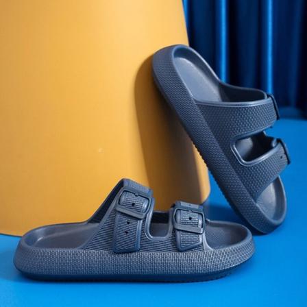 Fashion Spænde Tykke Sål Hjemmesko Kvinders Home Soft Sole Cloud Hjemmesko Deep blue 36-37
