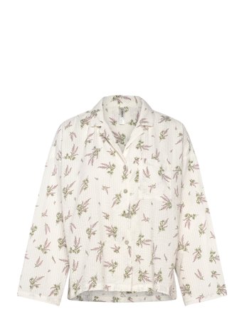 Lindex Pyjama Shirt Seersucker - Cream - S