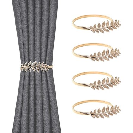 Gardinstropper, Sæt af 4 Gardinstropper, Enkle og Moderne Metal Fleksible Gardinholdere til Kontor Hjem Hotel Vindue Dekoration (Guld (4stk))