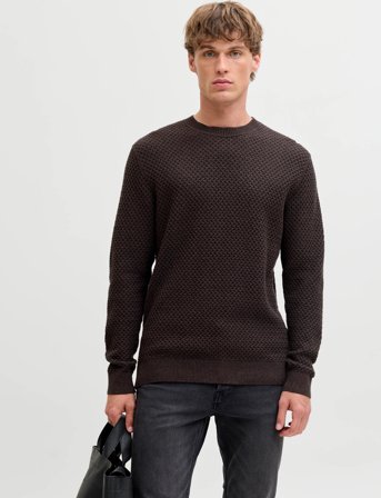 Jack & Jones Jprblubarkley Knit Crew Neck Ch Ln - Brown - L