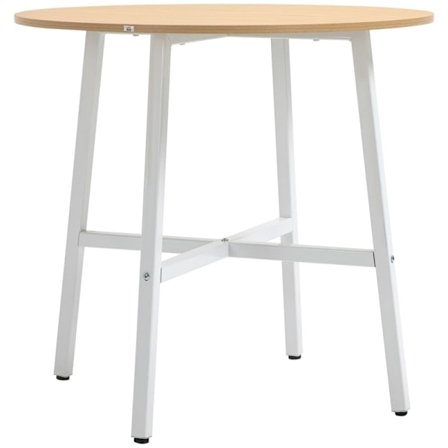 Rootz matbord - Runt köksbord - Modern stil - Bordsskiva i trä - Stabila metallben - 80 cm x 76 cm - Naturträ & Vit