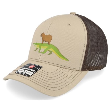 Iconic - Beige trucker Caps - Capybara Crocodile 112 Split Khaki/Coffee Trucker @ Hatstore