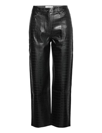 Croco Trousers Leather Leggings/Housut Musta Mango