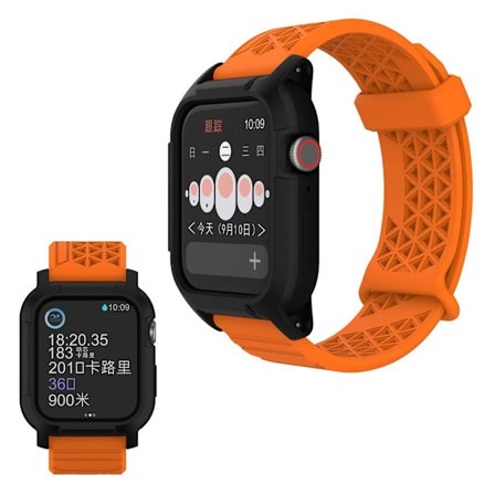 Apple Watch Series 5 44mm durable silicone watch band - Orange / Black