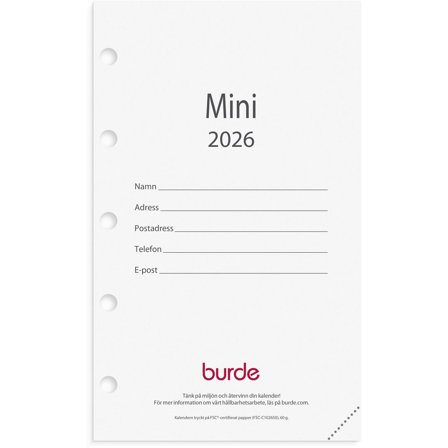 Burde Mini kalendersats 2026 - Lyreco - Almanackor och kalendrar - Systemkalendrar - Mini