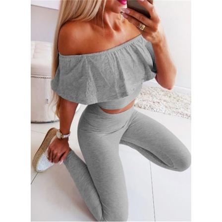 Dam Sets Höst Dam Set Solid Cold Shoulder Long Pant Casu