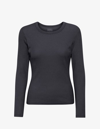 Women Organic Rib LS T-Shirt - Lava Grey - S