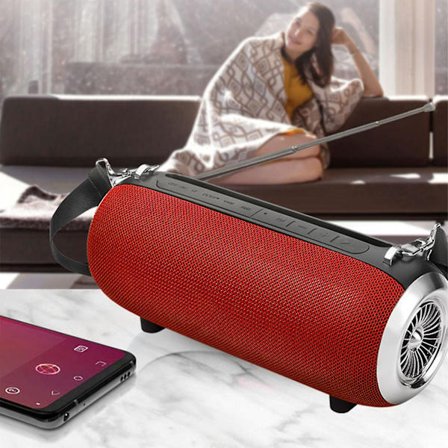 Dubbla högtalare Bluetooth-högtalare, stor volym, bärbar utomhusrem i tyg, kraftfullt ljud och radio allt-i-ett-maskin