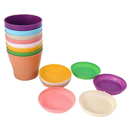 8 kpl 10 cm pieniä ruukkuja, värikkäitä muovisia kukkaruukkuja sisäkasveille, toimistoon ja työpöydälle