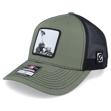 Public Domain - Grønn trucker Caps - Battle Of Iwo Jima Loden/Black Trucker @ Hatstore