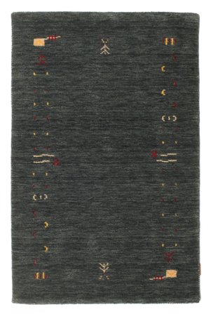 Small Gabbeh Loom Frame Rug - Dark Grey/Green 100X160 Wool