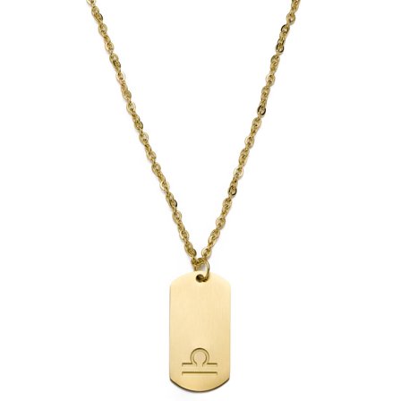 Złocisty stalowy naszyjnik ze znakiem zodiaku Waga dla mężczyzn - Stalowe naszyjniki