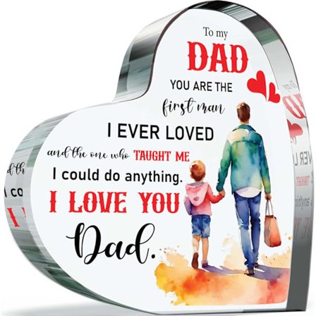 Hjärtliga farsdagspresenter till pappa från son dotter - Akrylhjärta Plakett Minnessakspresent till pappa, 10x10cm Uppskattningspresent till 