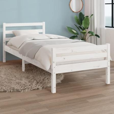 vidaXL Sängram vit massivt trä 90x200 cm Vit