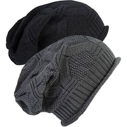 Mode 2-pak - Sort og mørkegrå dame slouchy hue vinterkni