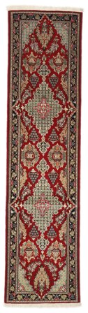 Anudada A Mano Ghom Kork/De Seda Alfombra 82X313 De Lana Marrón/Rojo Oscuro Pequeño