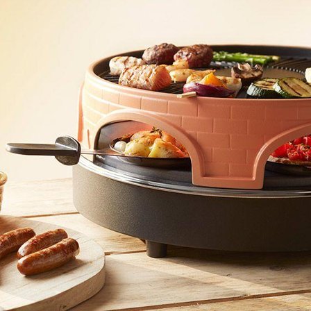 EMERIO Kombi-Pizza Ofen,Pizzarette,Raclette,Grill, 6 Pers.