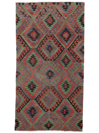 177X326 Tapis D'orient Kilim Vintage Turquie Rouge/Gris (Laine, Turquie)