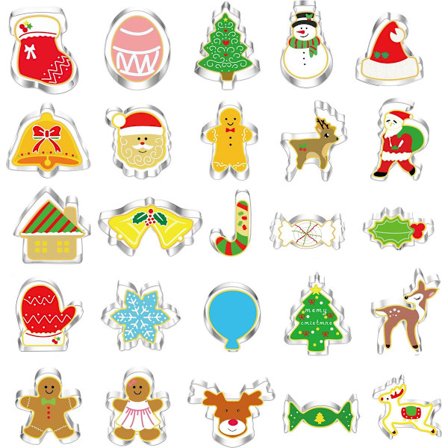 25-delt kageudstikkersæt - Koforme - Julekoforme til børn - Fondant kageudstikkersæt