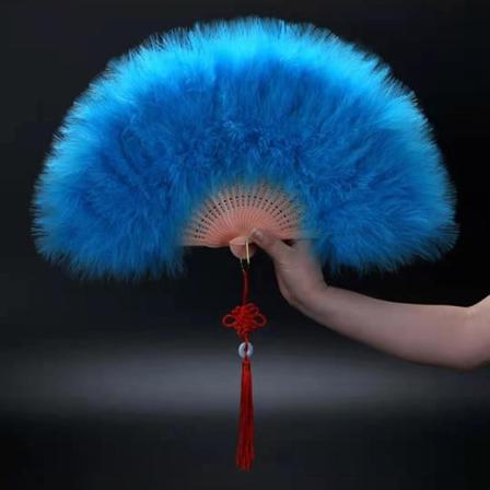 Fjær Folding Fan Sweet Fairy Girl Gothic Court Dance Hand F Blå onesize Blue onesize