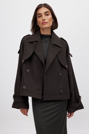 Josefine HJ x NA-KD Short Wool Blend Raglan Jacket - Jakker - Brun - EU 34