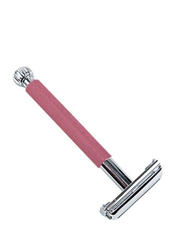 Parker 29L - Pink - Ladies Textured Long Handle Butterfly Open Safety Razor - Pink - ONE SIZE