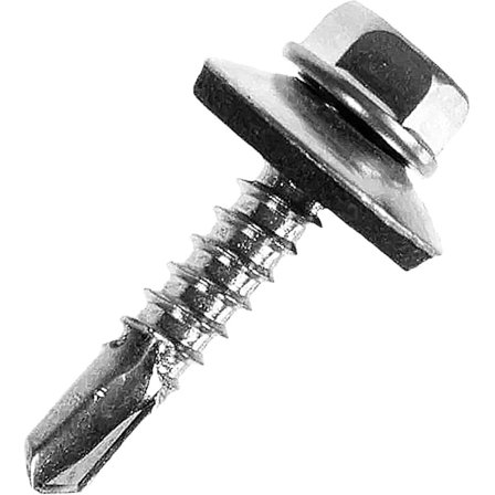 | M5 metalliset itseporautuvat ruuvit | Pakkaus 50 | 5,5x20 mm | Kuusiokolokantaiset itseporautuvat peltiruuvit tiivistysalustalla