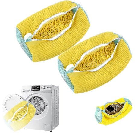 Vaskepose til sko i bomuld, vaskenet, bløde fibre fjerner nemt snavs, anti-deformation [DB]