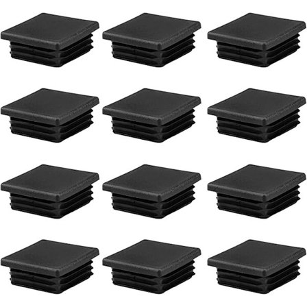 12 st 50x50mm svarta fyrkantiga rörskydd i plast för metallrör, stolar, soffor