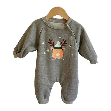 Juloutfit Nyfödd Baby Boy Girl Jul Romper Långärmad Hoodie Body