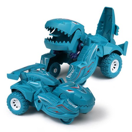 Dinosaur Transformer Bil Realistisk Deformasjon Treghets Scooter Småbarn Barn Leker Cyan