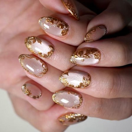 Press on Nail Mandelformade Lösnaglar Akryl Falska Naglar Självhäftande Naglar för Kvinnor