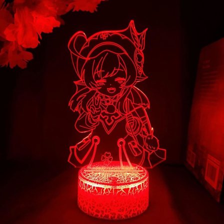 Genshin Impact 3D Yövalo Peli Makuuhuoneen Sisustukseen Söpö Värikäs Syntymäpäivälahja LED-Lamppu Manga Lapselle Rakas Lahja