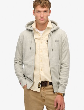 Superdry Essential Logo Zip Hoodie Hb - Grey - XXXL