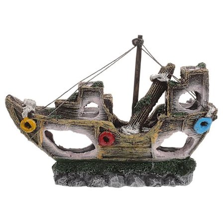 Fisketank Landskabspynt Simulering Harpiks Sunken Skib Akvarium Dekoration(20.00X15.00X6.00CM,Som Vist)