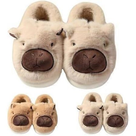 Søte Capybara-tøfler for barn, koselige plysjdyr-tøfler for innendørs/utendørs bruk, varme vintertøfler for innendørs bruk, morsomme og søte myke 