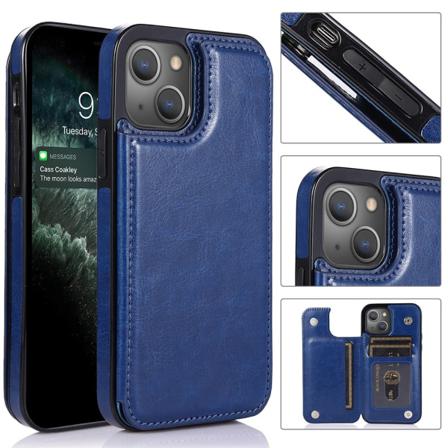 iPhone 13 - Smart & Praktisk Skal med Kortholder Mörkblå