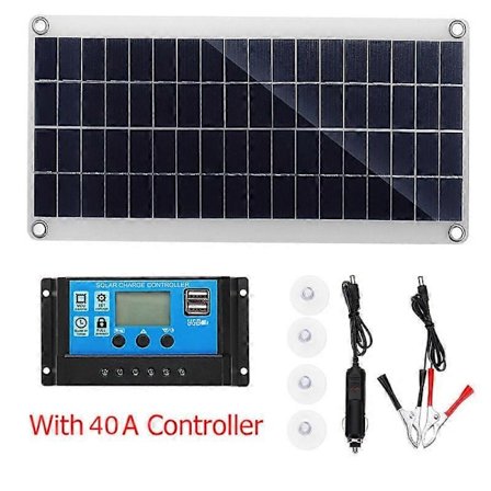 300w 12v solpanel, solpanelsæt, batteriopladersæt med 20-100A solcelleopladningsregulator til RV Yacht udendørs have
