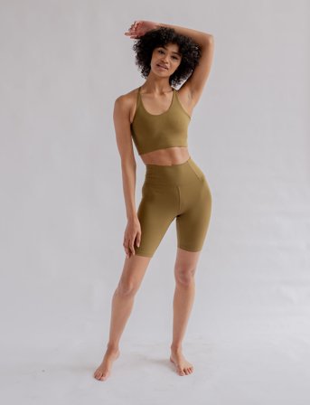 Girlfriend Collective Float High-Rise Bike Shorts - Khaki green - XS