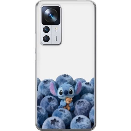 Kompatibel Mobilcover til Xiaomi Xiaomi 12T Sød blå karakter blandt blåbær med bamse i blød og legende illustration