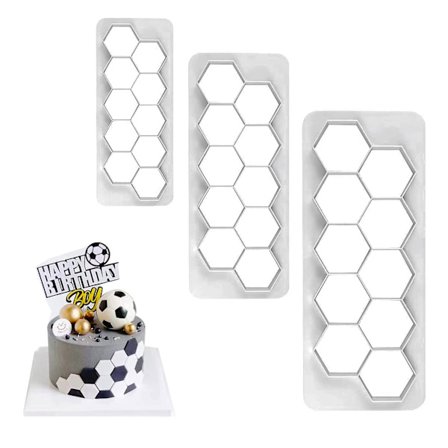 30 stk. fodboldmønster kageform 3 størrelser sekskant kage fondant udstikker sjove kiks udstikkere til køkken diy håndværk